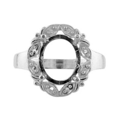 925 Sterling Silver Solitaire 9x7MM Oval Shape Semi Mount Women Cocktail Ring