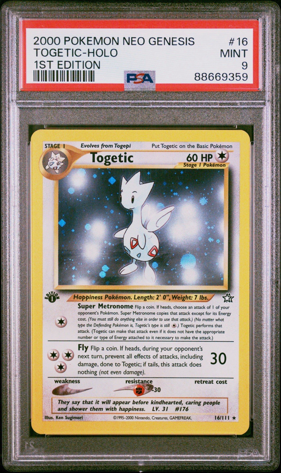 2000 POKEMON NEO GENESIS FIRST 1ST EDITION #16 TOGETIC-HOLO PSA 9