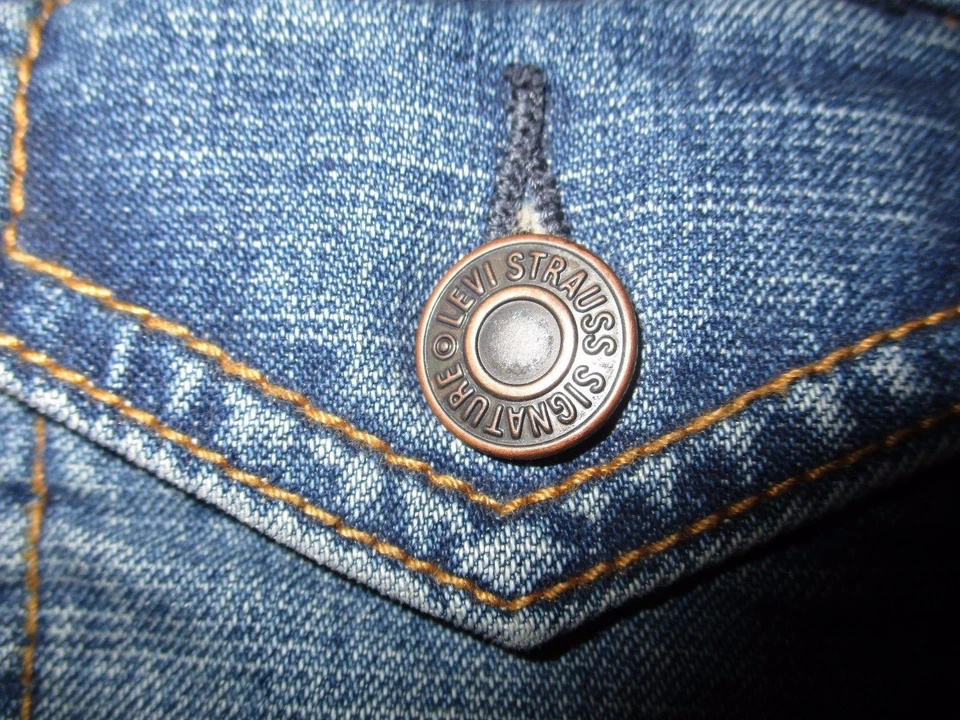 Chaleco LEVI STRAUSS Mezcla de Algodón SIN MANGAS Denim Sólido Botón/Talla Misses S (4/6) Foto 4 de 4