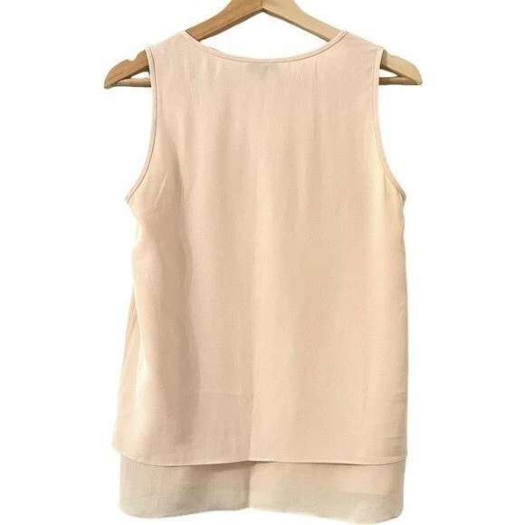 Top sin mangas en capas de seda JOSEPH en rosa pálido/crema talla 36 EE. UU. S Foto 3 de 4