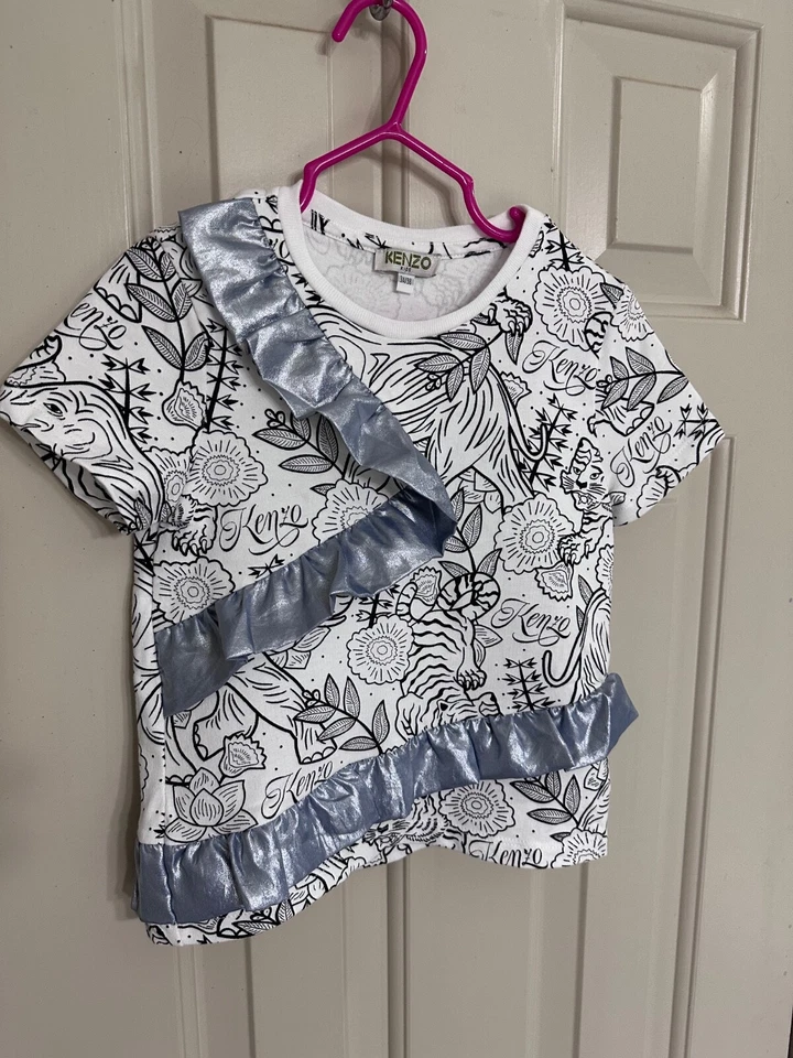 Autêntica camisa com babado com estampa de animais Kenzo - Imagem 2 de 4