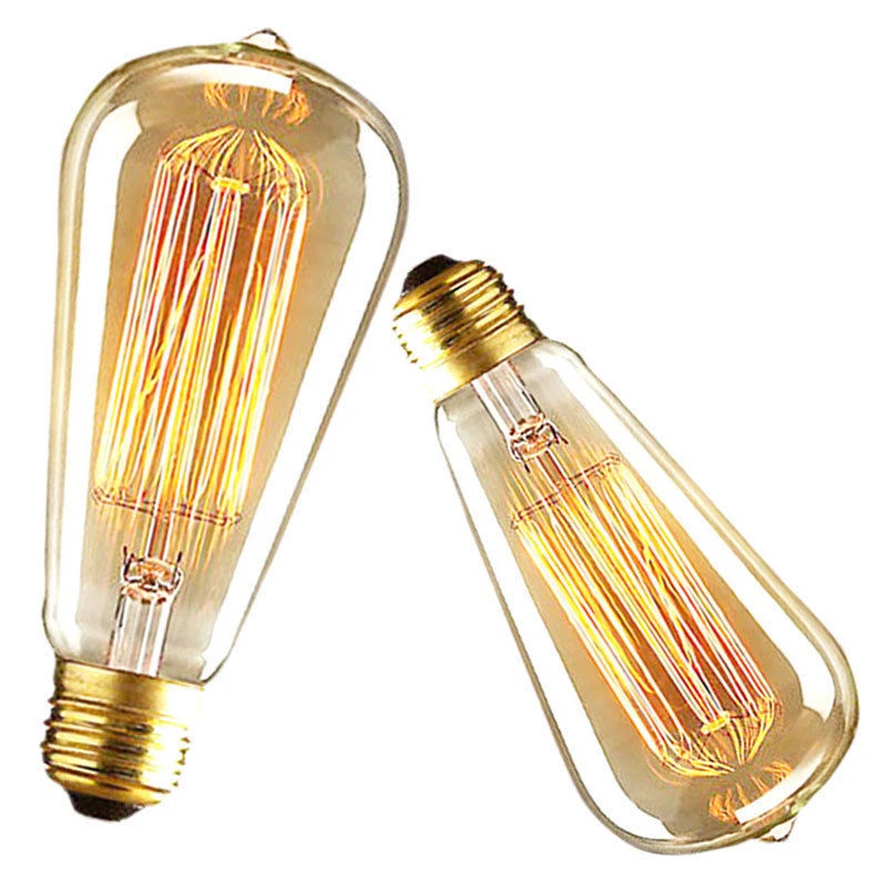 40W Halogen Bulb 220 240V E27 Screw Holder ST64 Yellow Warm Light Glass Globes