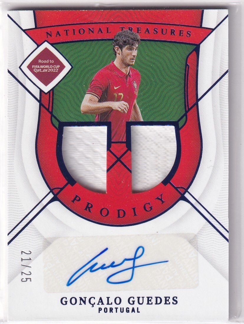 Panini National Treasure WC 2022 PA-GGU Goncalo Guedes Match-Worn Patch Auto /25