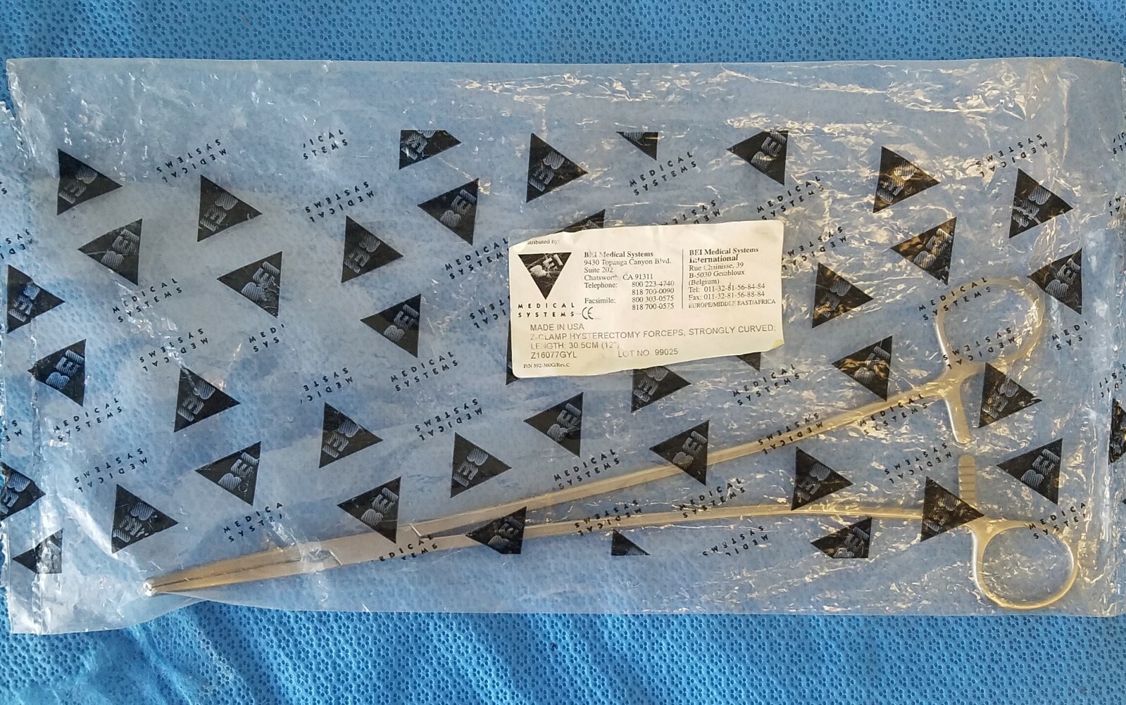 ZClamp Hysterectomy Forceps, Strongly Curved, 12" (30.5cm) Z16077GYL