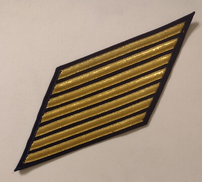 USCG SERVICE HASHMARKS - 28 YEARS SERVICE E7-E9 CPO GOLD ON BLUE MATERIAL