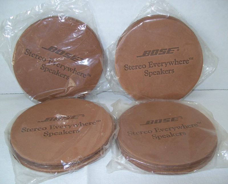 VINTAGE 80'S LEATHER DRINK COASTERS 'BOSE STEREO EVERYWHERE SPEAKERS' LOGO 12PCS