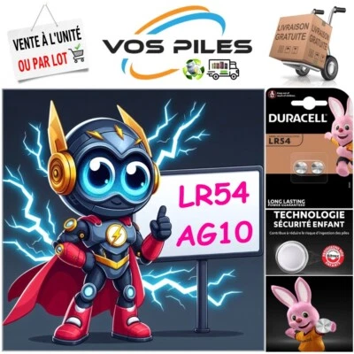 Piles Alcaline 1,5V : LR54 AG10 LR1130 189 389 390 SR54 SR1130W 65 mAh Duracell