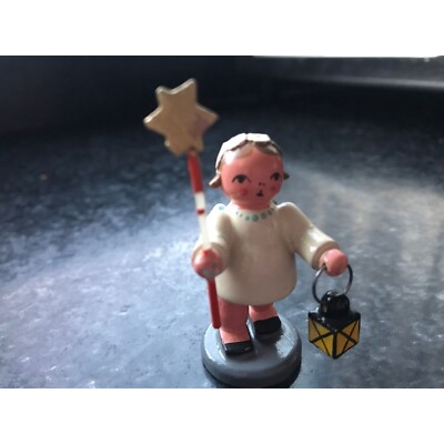 Vintage Christmas Wooden Music Angel The Lamp Lighter Lantern And Star Baton