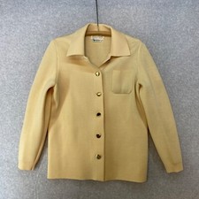 Vintage Medium Andreno Argenti Cream Wool Cardigan Gold Buttons Collared