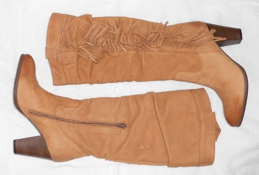 EDEN bottes zippées à franges cuir marron P 39 TBE - Photo 3/4