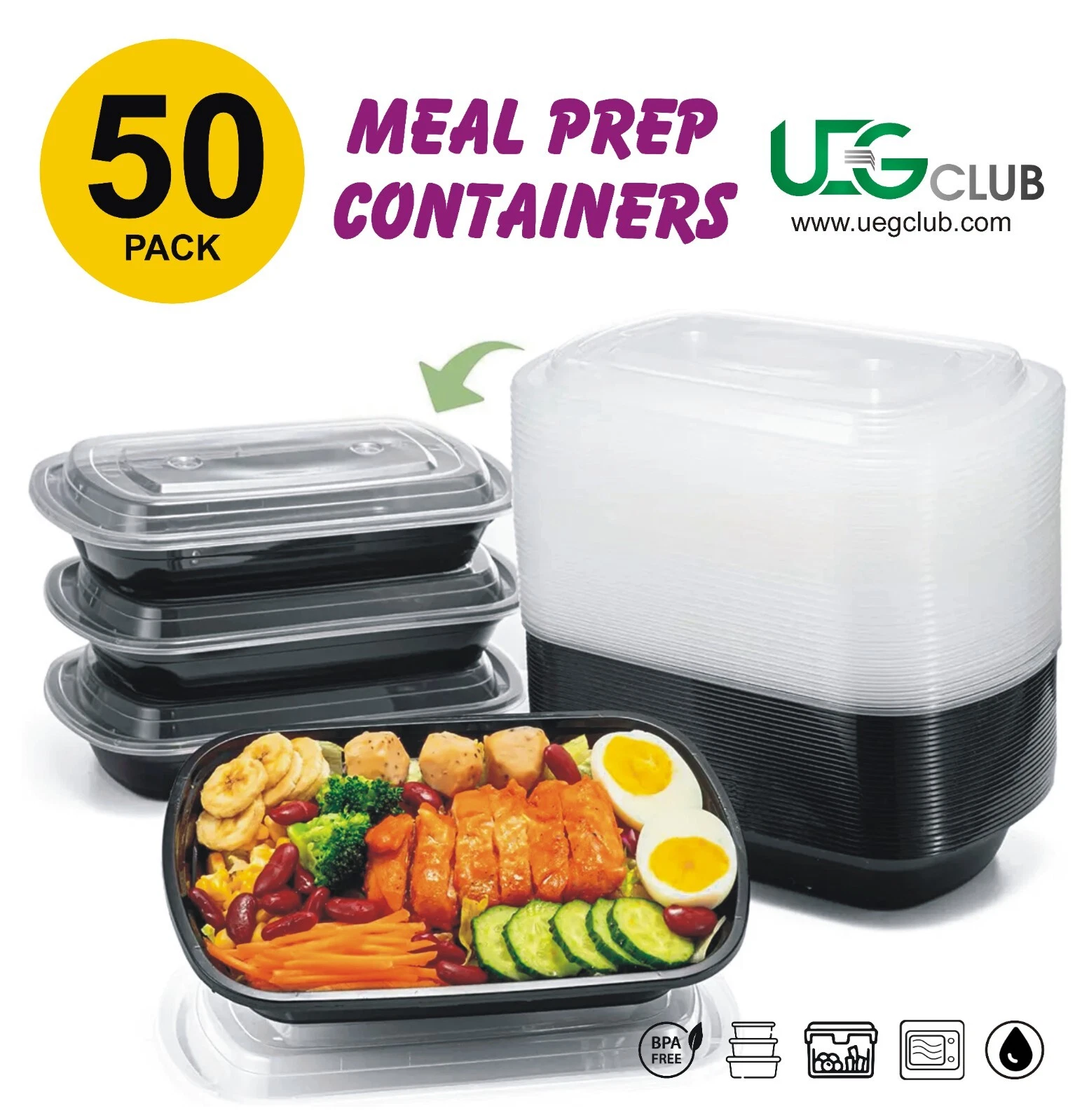 50 Pack Meal Prep Containers Food Storage Lids Microwavable 24oz 28oz 38oz Bulk
Opens in a new windo