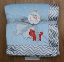 Carter's Just One You Baby Boy Blanket Blue, White, Gray  Orange Elephant Tiger