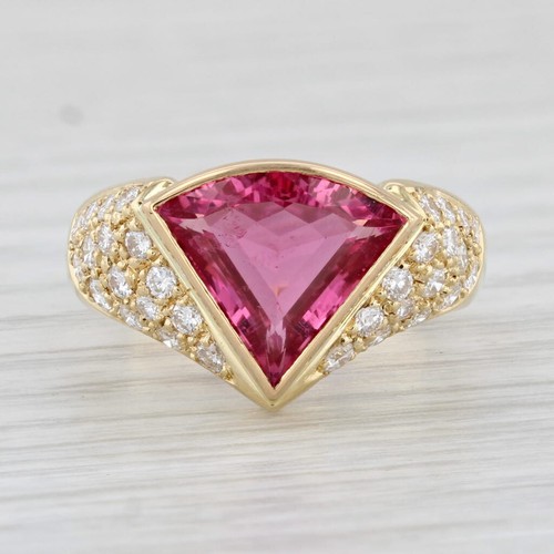 3.08ctw Turmalina Rosa Anillo con Diamante 18k Oro Talla 6.75 Cóctel - Imagen 2 de 10