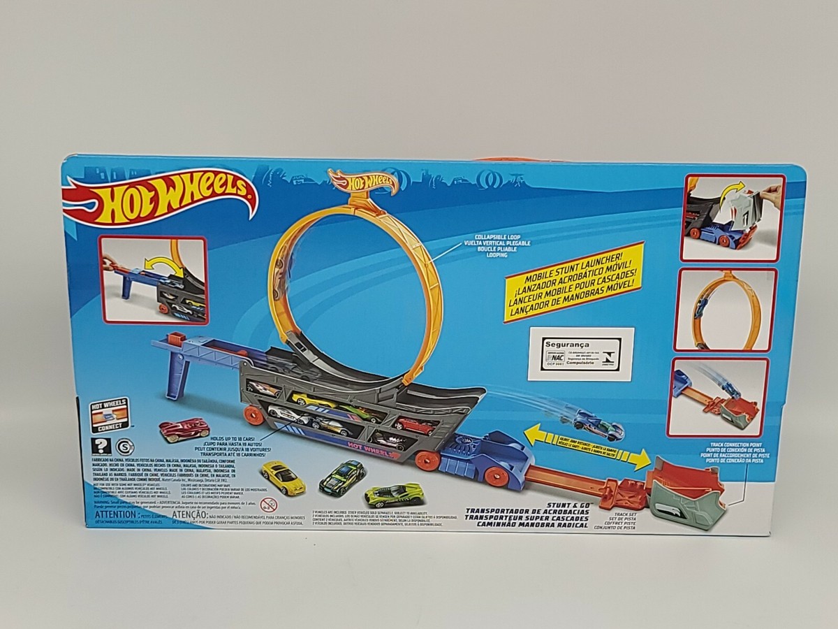 Hot Wheels Stunt Go Car Track Play Set Holds 18 Diecast Storage  Transporter