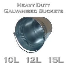10L / 12L / 15L Bucket Heavy Duty Galvanised Metal Tough Durable Water Garden EU
