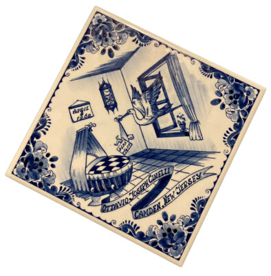 Porcelain Ceramic Tile Bols liqueur Royal Delft Holland Camden NJ Nursery Scene