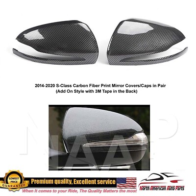 S-Class S350 S550 S63 Side View Mirror Carbon Fiber Cover W205 2015-2020 2016