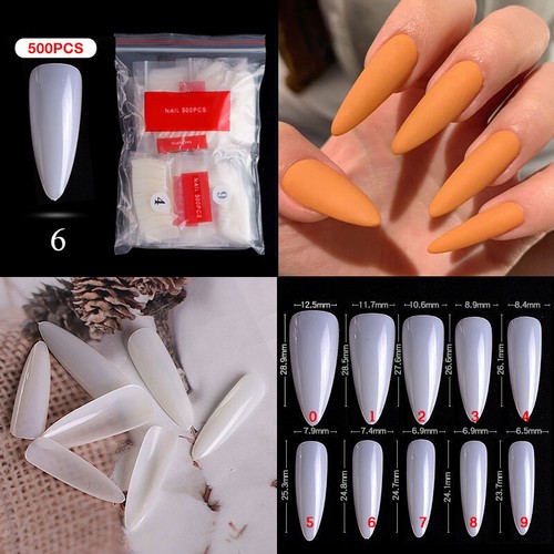 500xArtificial Nail Tips Full Cover Nails Colored Transparent French FalseNail e - Picture 2 of 19