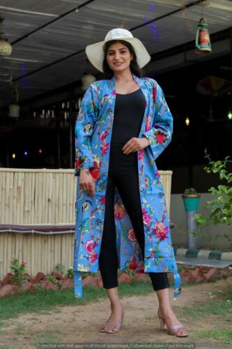 Floral Print Sleepwear & Robe Cover Up Gown Bohemian Bathrobe Beach Wear Kimono - Photo 1/3