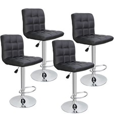 Set of 4 Adjustable Bar Stools PU Leather with Back Modern Dinning Chair