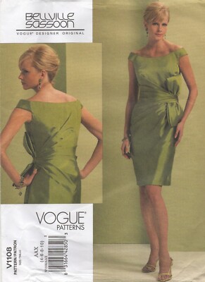 Vogue Schnittmuster 1108 Kleid Schulterfrei Bellville Sassoon Größe 4 - 10 UNGESCHNITTEN