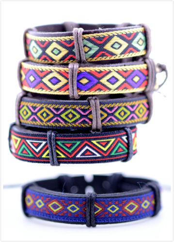 Leather and fabric / alloy wristband / bracelet, multiple designs and colours - Photo 1/8