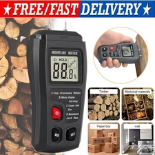 Digital LCD Wood Moisture Meter Detector Tester Wood Firewood Paper Cardboard
