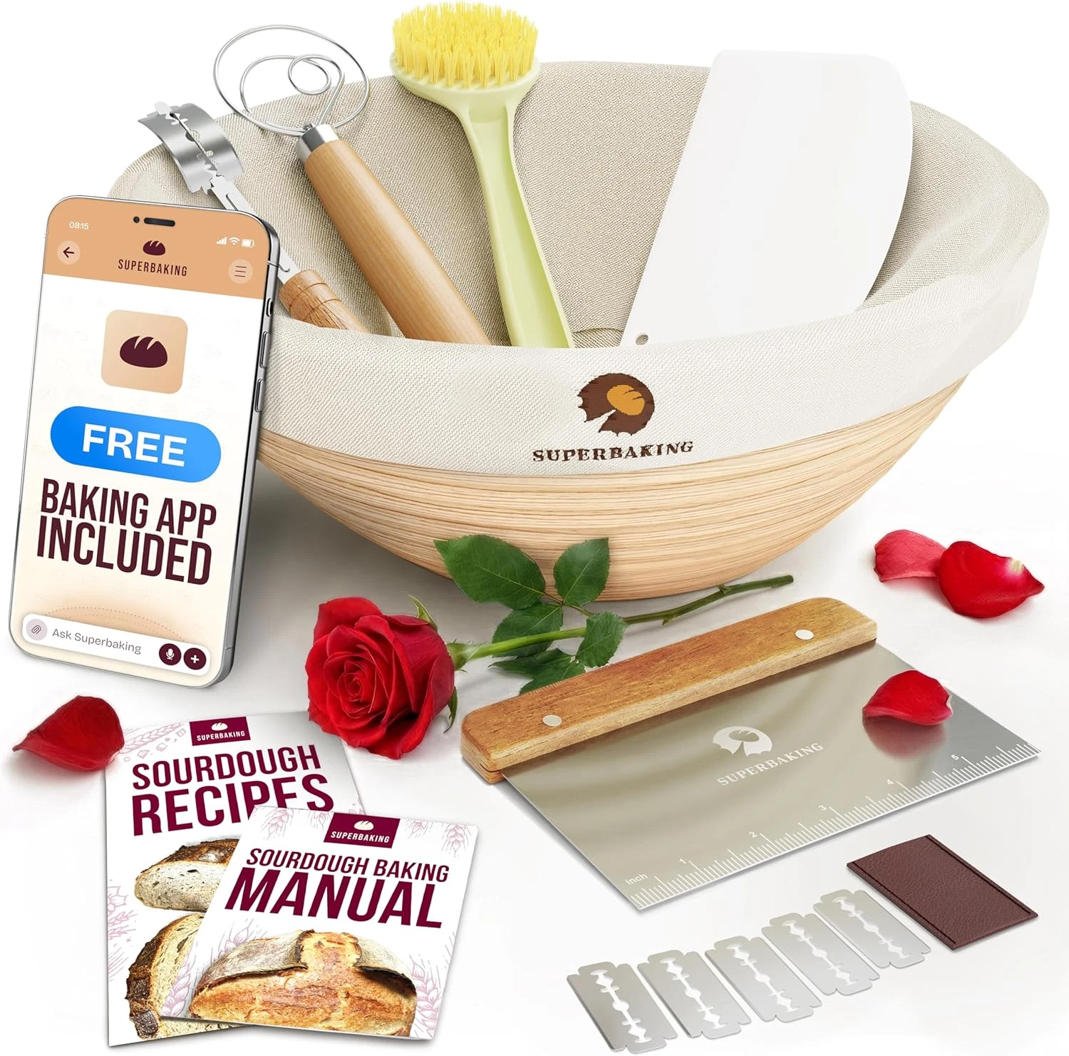 Round 9 Inch Banneton Bread Proofing Basket for Sourdough Baking Supplies