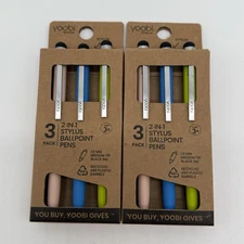 (2pk) Yoobi 3 Medium Tip Black Ink 2-in-1 Stylus Ballpoint Pens
