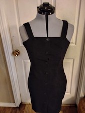 Shein Black Button Dress Sz Xs Sz 2 Women's Zip Up