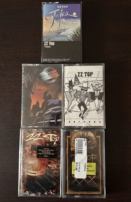 5 ZZ Top Cassettes: Antenna, XXX, Rhythmeen, Recycler (SEALED) & Tejas (OPENED)