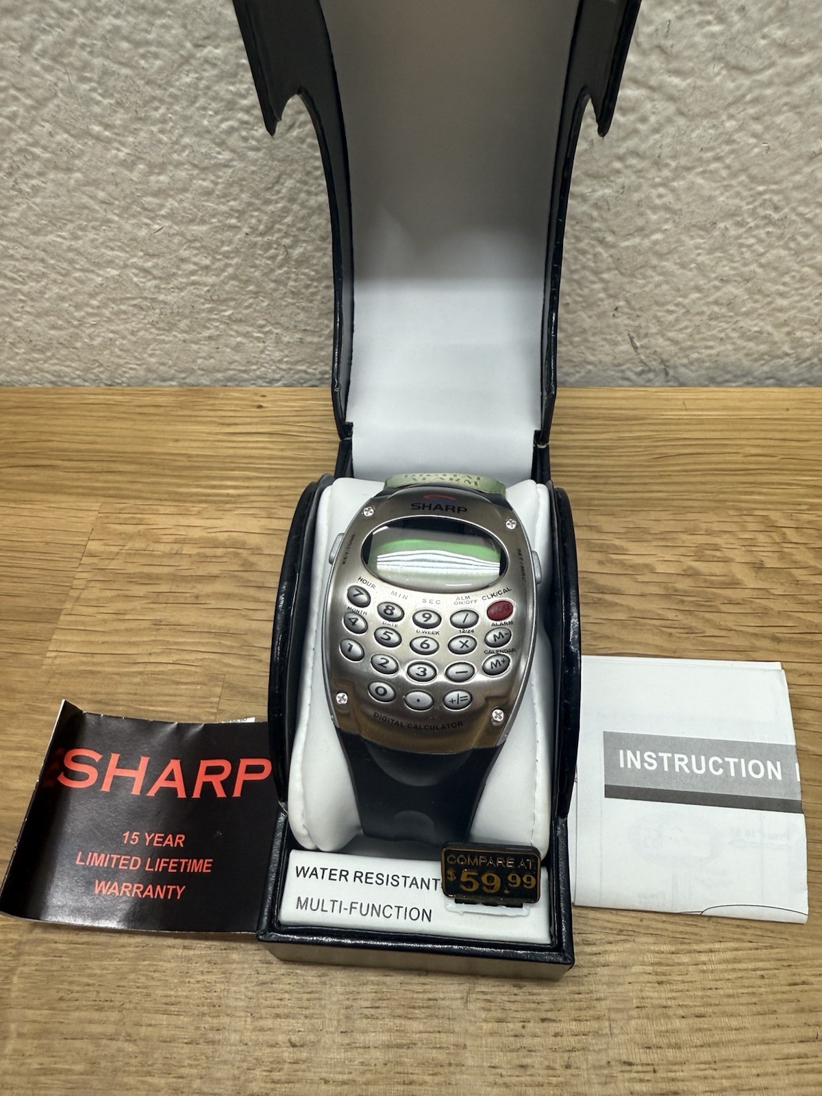 Vintage Sharp Digital Calculator Alarm Watch MD0119 NOS RARE Dead Battery