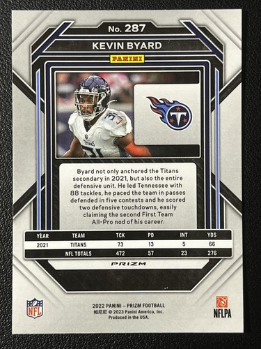 2022 Panini Prizm #287 Kevin Byard No Huddle Tennessee Titans - Picture 2 of 2
