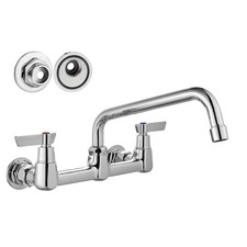 Wall Mount Commercial Kitchen Faucet,8 Inch Swivel Spout,8 Inch Center Utilit...