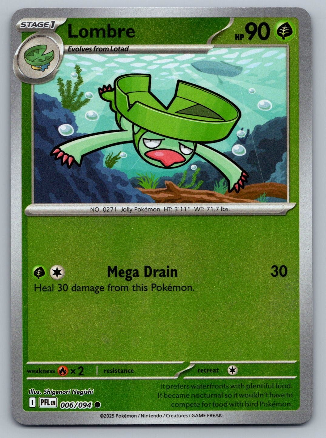 Lombre 006/094 - Reverse Holo - Pokémon TCG: Phantasmal Flames - NM