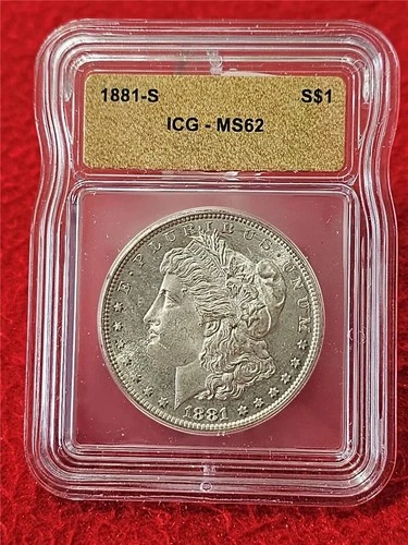 1881-S  MORGAN SILVER DOLLAR  ICG  MS 62                                 #T1756