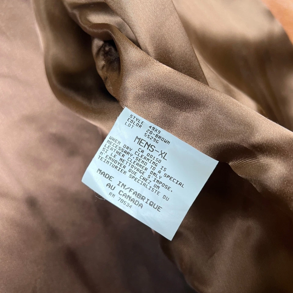 Jaqueta de couro vintage Orvis masculina XL marrom chifre botões união feita no Canadá - Imagem 4 de 4