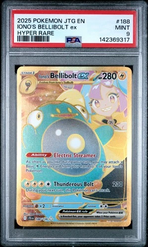 142369317 Iono's Bellibolt ex 2025 Pokemon Journey Together #188 PSA 9