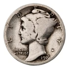 1916-S Mercury Dime-90% Silver- Scarce Better Date Sanfrancisco Mint #5561