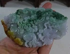 Cert'd Natural Type A Yellow Green Jadeite Jade Dragon Horse Big Pendant 龍馬精神 85