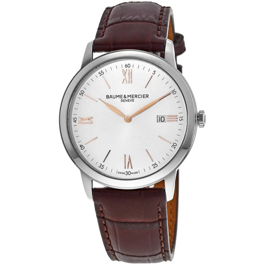 New Baume & Mercier Classima Quartz Silver Dial Brown Men's Watch 10415