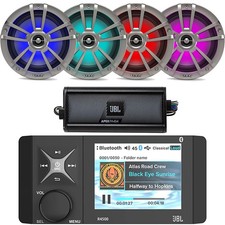 JBL Marine Stereo Receiver, 4x 6.5" 225W LED Speaker, 4-Channel 450W Amplifier