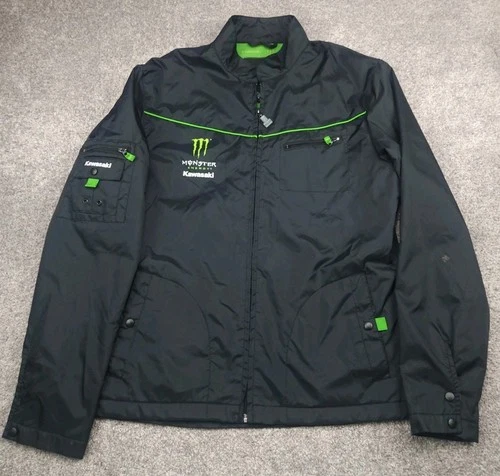 Monster Energy Jacket Mens Large Black Kawasaki Collaboration Full Zip Logo - product listing photo