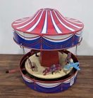 T-313 VINTAGE 40'S WOLVERINE TIN LITHO WIND UP MERRY GO ROUND WORKING
