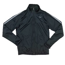 Nike Athletic Activewear Zip Up Black With Gray Arm Stripes Men  s Medium