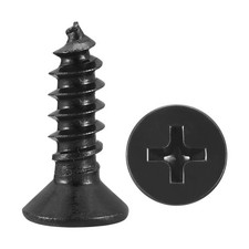 Cross Recessed Wood Screw (ST3x10mm) 200Pcs, Carbon Steel, Black