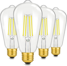 4-Pack Vintage 8W ST64 LED Edison Light Bulbs 100W Equivalent, 1400LM 5000K Dayl