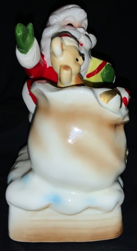 LEFTON CERAMIC CHRISTMAS MUSIC BOX - SANTA & REVOLVING TEDDY BEAR! - Picture 7 of 11