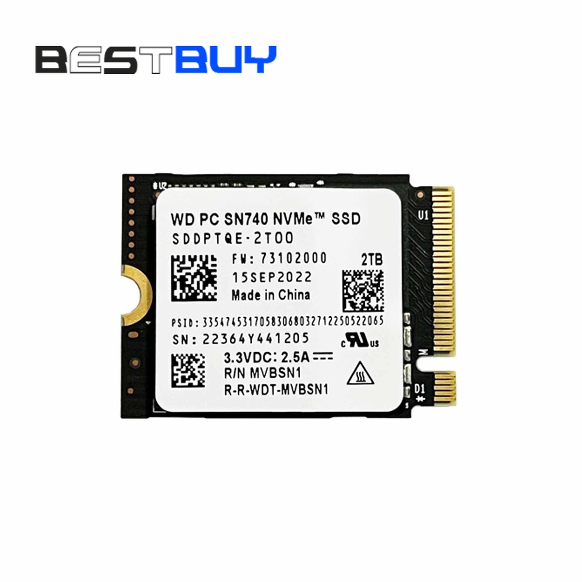 【新品】WD PC SN740 NVMe SSD M.2 2230 2TB NEW WD 2TB M.2 2230 SSD NVMe PCIe4x4 PC SN740 For Microsoft