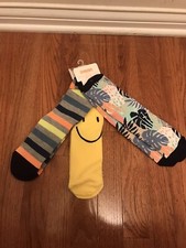 3 Pr Big Boys Gymboree Socks Large 10-12 Stripe Mid-Calf NEW Shoe Size 3  Up